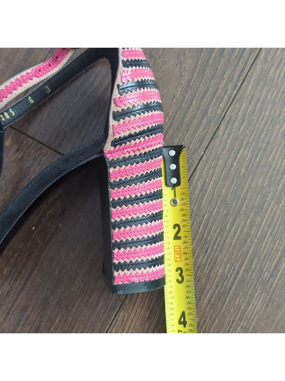 Salvatore Ferragamo Black/Pink Suede And Leather Fergie T-Strap Pumps - Picture 13 of 13